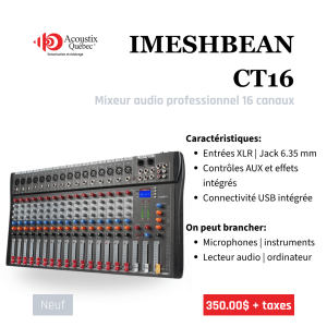 IMESHBEAN CT16 - Mixeur audio professionnel 16 canaux