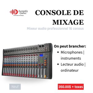 Console de mixage - Mixeur audio professionnel 16 canaux